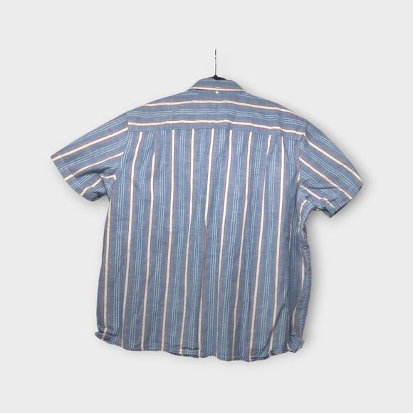 Mens L.L. Bean Blue Striped Button Down Short Sleeve Shirt Size XXL - Picture 7 of 7